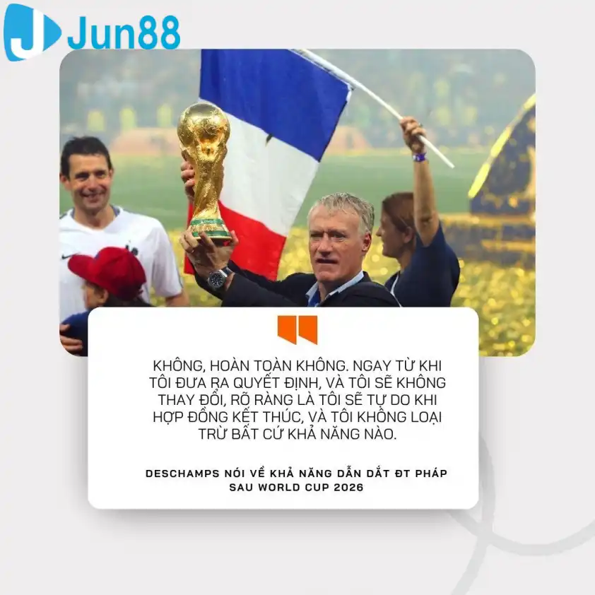 Deschamps khẳng định sẽ không dẫn dắt ĐT Pháp sau khi World Cup 2026 khép lại Deschamps khẳng định sẽ không dẫn dắt ĐT Pháp sau khi World Cup 2026 khép lại